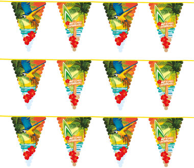 Hawaii thema feest vlaggenlijn - 3x - 6 meter - Slingers - Tropische decoratie feestartikelen