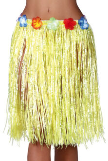 Hawaii verkleed rokje - voor volwassenen - geel - 50 cm - hoela rok - tropisch One size