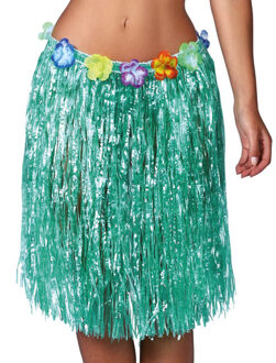 Hawaii verkleed rokje - voor volwassenen - groen - 50 cm - hoela rok - tropisch One size