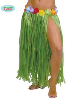 Hawaii verkleed rokje - voor volwassenen - groen - 75 cm - rieten hoela rokje - tropisch One size