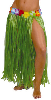 Hawaii verkleed rokje - voor volwassenen - groen - 75 cm - rieten hoela rokje - tropisch One size