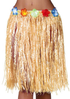 Hawaii verkleed rokje - voor volwassenen - naturel - 50 cm - rieten hoela rokje - tropisch One size