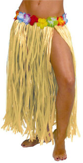 Hawaii verkleed rokje - voor volwassenen - naturel - 75 cm - rieten hoela rokje - tropisch One size