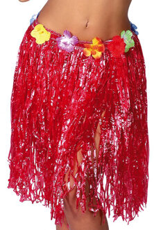 Hawaii verkleed rokje - voor volwassenen - rood - 50 cm - hoela rok - tropisch One size