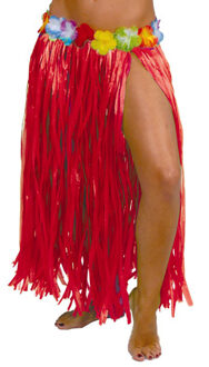 Hawaii verkleed rokje - voor volwassenen - rood - 75 cm - hoela rok - tropisch One size