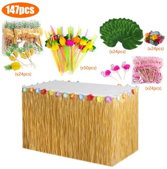 Hawaiian Tafel Rok Decoratie Set Honingraat Ananas Flamingo Kleine Paraplu Fruit Stro Combinatie Hula Festival Party Deco 147stk