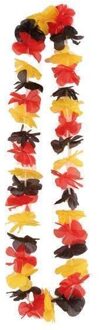 Hawaiikrans bloemenslinger - rood/geel/zwart - kunststof - vlag kleuren Belgie/Duitsland