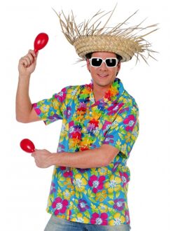 Hawaiishirt blauw bloemen voor heren