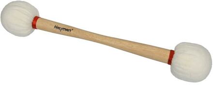 Hayman BDM-21 klopper voor grote trom/ bass drum klopper voor grote trom/ bass drum, 394 mm esdoorn schacht, 65 + 45 mm wool vilten bol, dubbelkoppi
