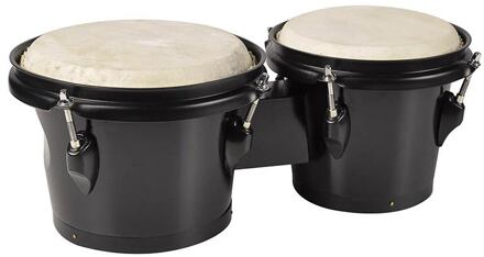 Hayman BG-402-BK bongo bongo, hardhout, 6,5"+7,5", zwart, natuurvel, zwarte hardware