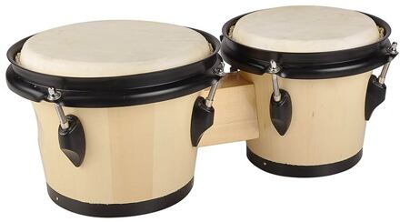 Hayman BG-402-NT bongo bongo, hardhout, 6,5"+7,5", natural licht & donker, natuurvel, chrome hardware