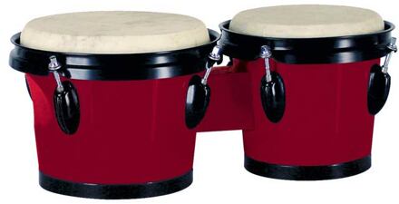 Hayman BG-402-RD bongo bongo, hardhout, 6,5"+7,5", rood, natuurvel, zwarte hardware