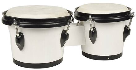 Hayman BG-402-WH bongo bongo, hardhout, 6,5"+7,5", wit, natuurvel, zwarte hardware