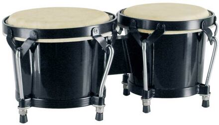 Hayman BG-405-BK bongo bongo, hardhout, 7"+8,5", zwart, natuurvel, zwarte hardware