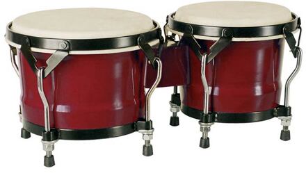 Hayman BG-405-RD bongo bongo, hardhout, 7"+8,5", rood, natuurvel, zwarte hardware