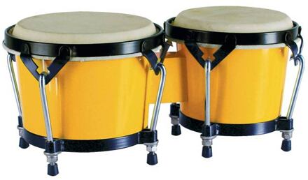 Hayman BG-405-YE bongo bongo, hardhout, 7"+8,5", geel, natuurvel, zwarte hardware