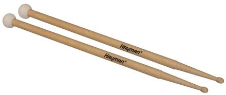 Hayman GM-2B kloppers voor gong kloppers voor gong, 419 mm esdoorn schacht, dik, 30 mm vilten bol, dubbelkoppig, paar