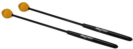 Hayman MM-14 kloppers voor marimba kloppers voor marimba, 350 mm zwart fiber schacht, paar, 29 mm medium bol, oranje