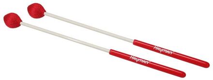 Hayman MM-16 kloppers voor marimba kloppers voor marimba, 350 mm witte fiber schacht, paar, 29 mm zachte bol, rood
