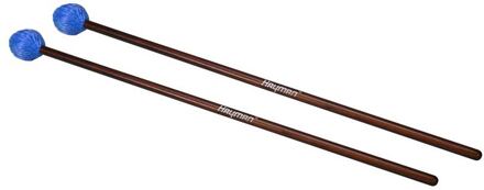Hayman MM-2 kloppers voor marimba kloppers voor marimba, 406 mm rotan schacht, paar, 33 mm zachte bol, blauw