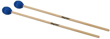 Hayman MM-7 kloppers voor marimba kloppers voor marimba, 400 mm esdoorn schacht, paar, 34 mm medium zachte bol, blauw