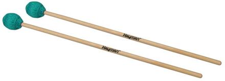 Hayman MM-9 kloppers voor marimba kloppers voor marimba, 400 mm esdoorn schacht, paar, 36 mm zachte bol, turquoise