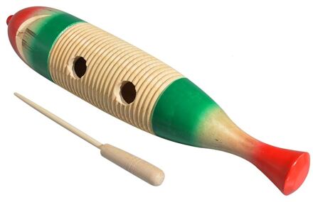 Hayman PA-02 guiro guiro, hout, vis model, groot, met klopper