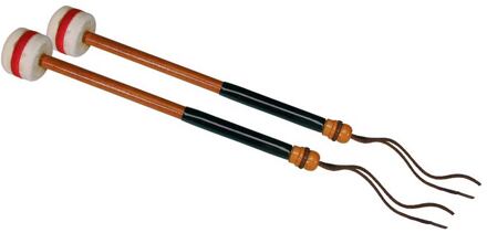Hayman PA-426 kloppers voor grote trom/ bass drum kloppers voor grote trom/ bass drum, harde vilten bol (5,5 cm.) met streep, paar, houten schacht (3