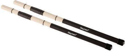 Hayman RS-12-BSC drumrods drumrods, bamboe, zwart handvat, 12 staven, sterke kern, lengte 400 mm, diameter bol 15 mm.