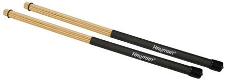 Hayman RS-12-BSCR drumrods drumrods, bamboe, zwart handvat, 12 staven, sterke kern, lengte 400 mm, diameter bol 15 mm.