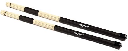 Hayman RS-19-B drumrods drumrods, bamboe, zwart handvat, 19 staven, rubber ring, lengte 400 mm, diameter bol 15 mm.