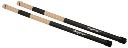 Hayman RS-19-W drumrods drumrods, houten, zwart handvat, 19 staven, rubber ring, lengte 400 mm, diameter bol 15 mm.