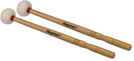 Hayman TM-6 paukenstokken paukenstokken, 325 mm esdoorn schacht, paar, 40 mm wolvilten bol met houten kern