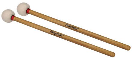 Hayman TM-8 paukenstokken paukenstokken, 380 mm eiken schacht, paar, 32 mm zachte wolvilten bol met houten kern