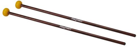 Hayman XM-4 kloppers voor xylofoon kloppers voor xylofoon, 370 mm rotan schacht, paar, 28 mm medium harde nylon bol, oranje