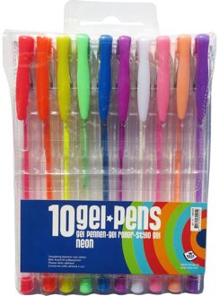 Haza 10 stuks neon gekleurde gelpennen