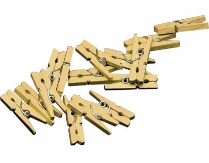 Haza 100x Mini knijpertjes goud - 2 cm - kleine/ mini knijpers