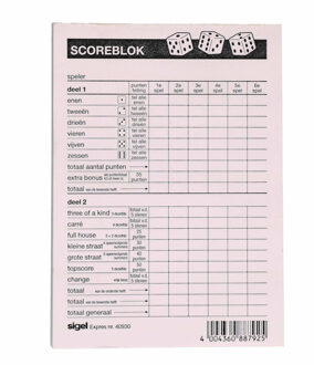 Haza 1x Scoreblokken Yahtzee 100 vellen - Familiespellen - Dobbelspellen