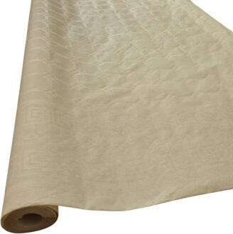 Haza 2x Beige papieren tafellaken/tafelkleed 800 x 118 cm op rol - Beige thema tafeldecoratie versieringen