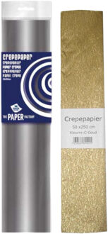 Haza 2x Crepe papier pakket goud/zilver 250 x 50 cm knutsel materiaal