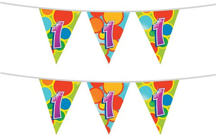 Haza 2x stuks leeftijd verjaardag thema vlaggetjes 1 jaar plastic 10 meter