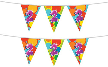 Haza 2x stuks leeftijd verjaardag thema vlaggetjes 2 jaar plastic 10 meter
