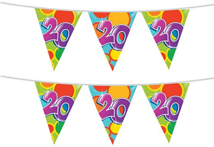 Haza 2x stuks leeftijd verjaardag thema vlaggetjes 20 jaar plastic 10 meter
