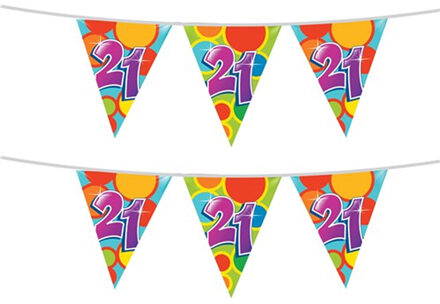 Haza 2x stuks leeftijd verjaardag thema vlaggetjes 21 jaar plastic 10 meter
