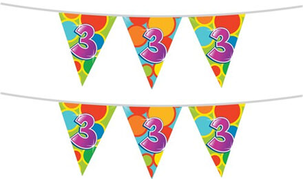 Haza 2x stuks leeftijd verjaardag thema vlaggetjes 3 jaar plastic 10 meter