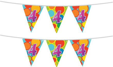 Haza 2x stuks leeftijd verjaardag thema vlaggetjes 4 jaar plastic 10 meter