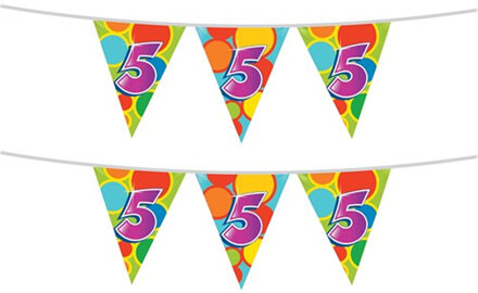 Haza 2x stuks leeftijd verjaardag thema vlaggetjes 5 jaar plastic 10 meter
