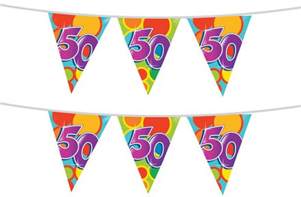 Haza 2x stuks leeftijd verjaardag thema vlaggetjes 50 jaar plastic 10 meter