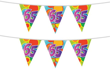 Haza 2x stuks leeftijd verjaardag thema vlaggetjes 65 jaar plastic 10 meter