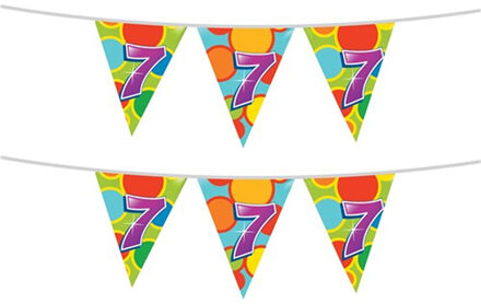 Haza 2x stuks leeftijd verjaardag thema vlaggetjes 7 jaar plastic 10 meter